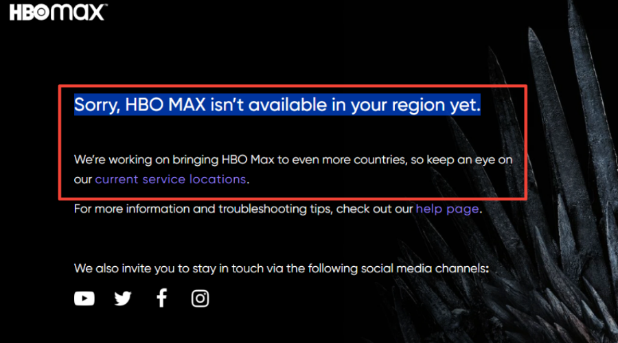 errore hbo max tidak tersedia di Italia