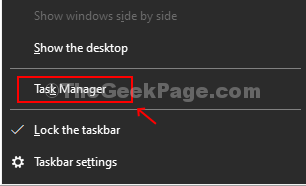 Faceți clic dreapta pe bara de activități pentru a deschide Managerul de activități