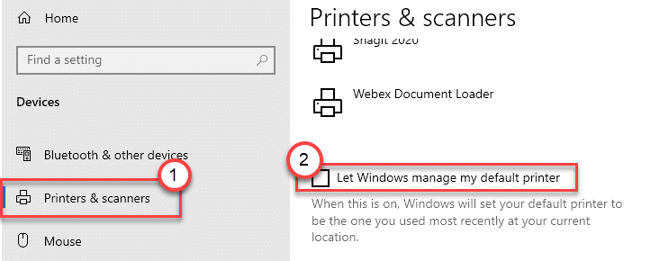 Разрешить Windows управлять принтером по умолчанию Мин.