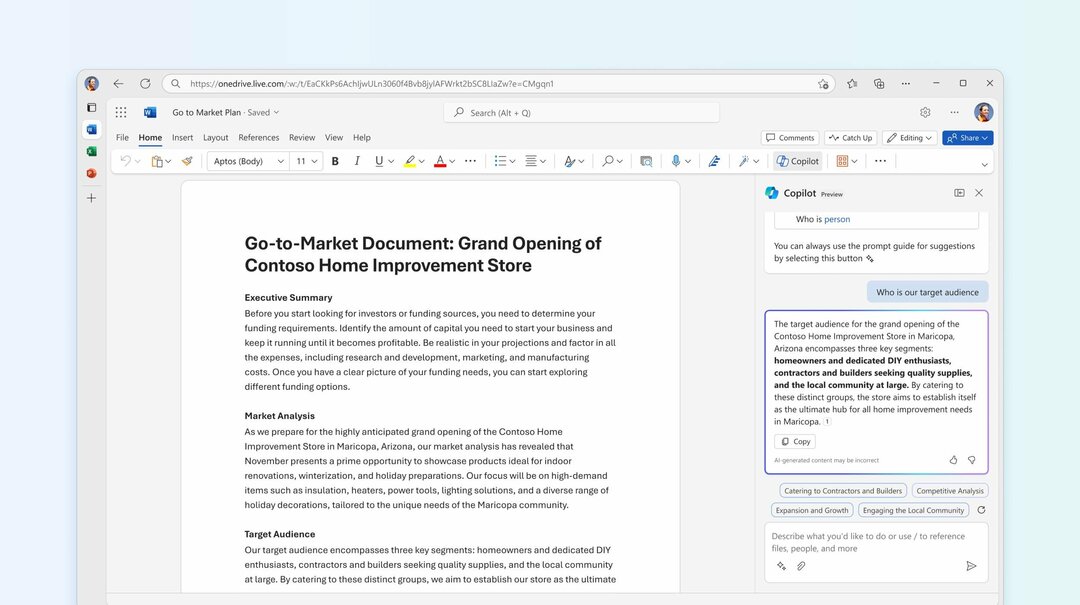 Copilot выйдет в Microsoft Word, но не будет предлагать оригинальный контент
