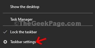 Haga clic con el botón derecho en la barra de tareas Configuración de la barra de tareas