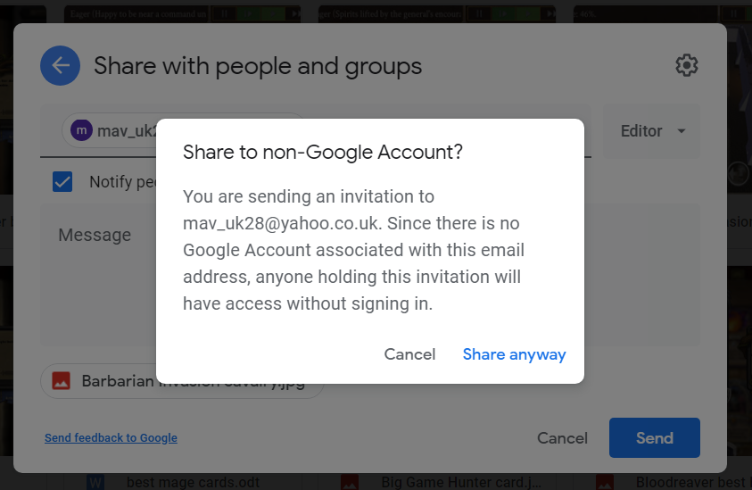 Поділіться в будь-якому випадку кнопкою поділитися папкою Google Drive з іншими користувачами Gmail