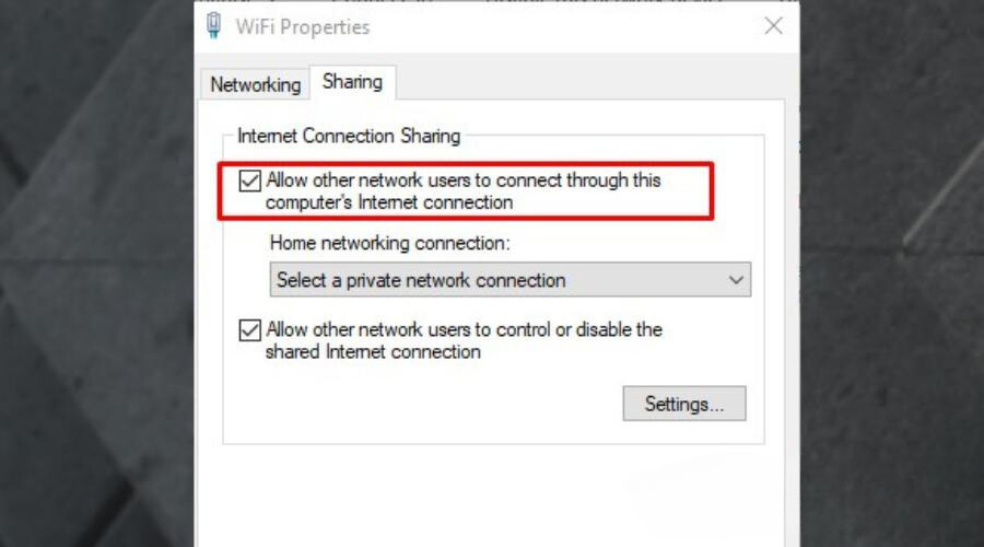 他のネットワークユーザーの接続を許可する