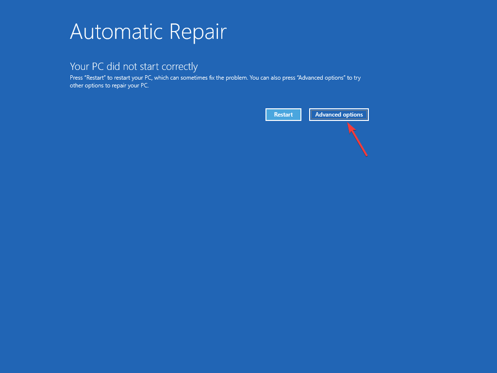 Stranica Automatic Repair, zatim kliknite Advanced options- Kako pokrenuti sustav izravno u naredbeni redak na Windows 11