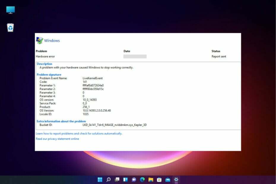 Perbaiki acara kernel Windows 10 Live 141