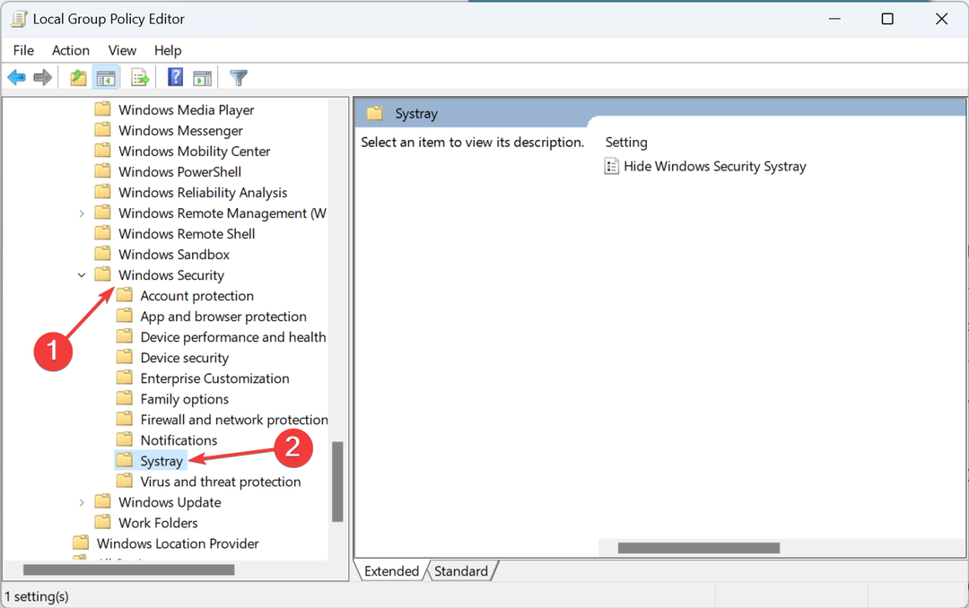 Systray pro odstranění ikony na hlavním panelu programu Windows Defender