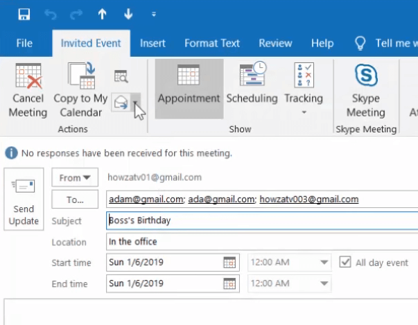 Le bouton Transférer Outlook comment transférer l'invitation à une réunion