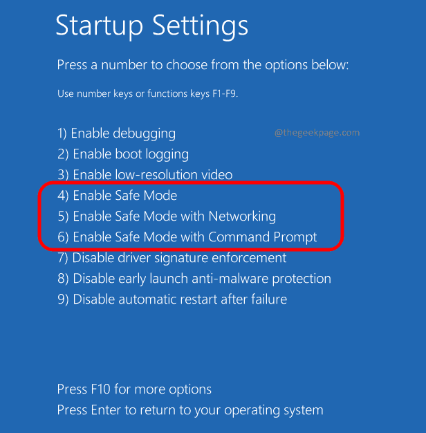 5 Opciones de configuración de inicio Modo seguro 1234 Reparación de inicio Optimizado Optimizado