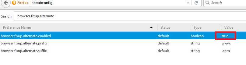 Отключить автоматическое добавление www в URL-адрес в веб-браузере