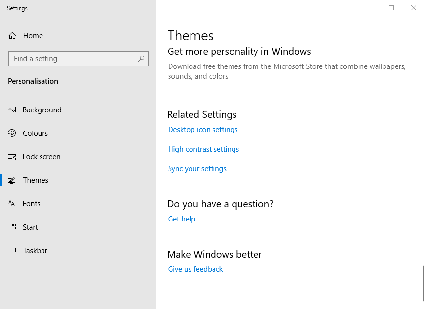 O ícone da lixeira personalizada do Windows 10 da guia Temas não está atualizando
