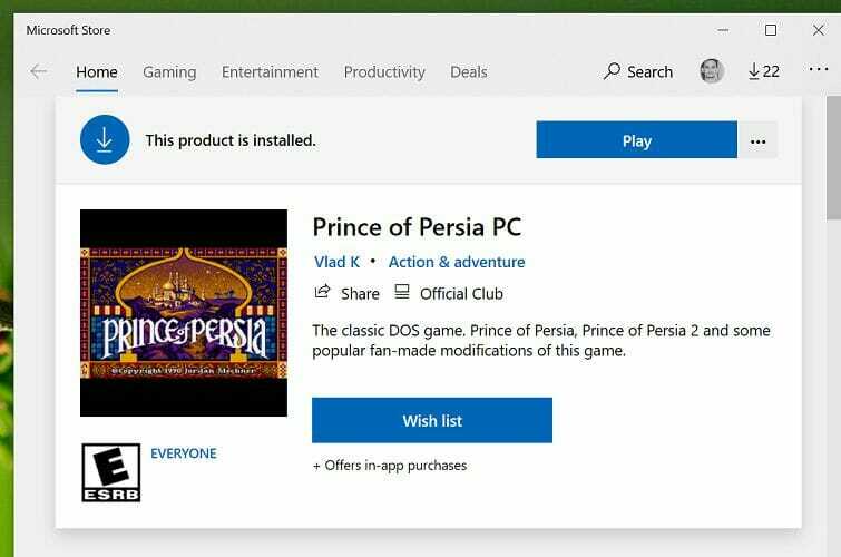 Igrajte Prince of Persia Windows 10