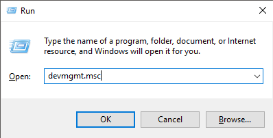 devmgmg.msc w oknie uruchamiania — pobierz sterownik wirtualnej karty sieciowej hostowanej firmy Microsoft
