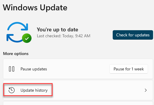 Opdateringshistorik for Windows Update
