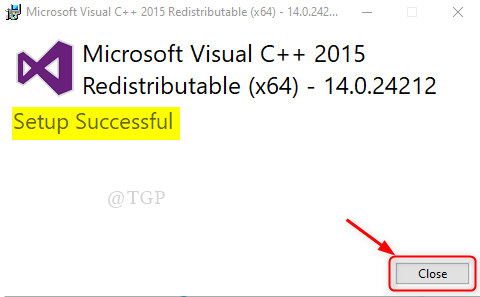 Gospa Visual C++ Setup Uspešna zmaga
