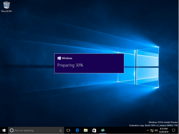 valmistellaan Windows 10 Anniversary Update ISO -tiedostoa