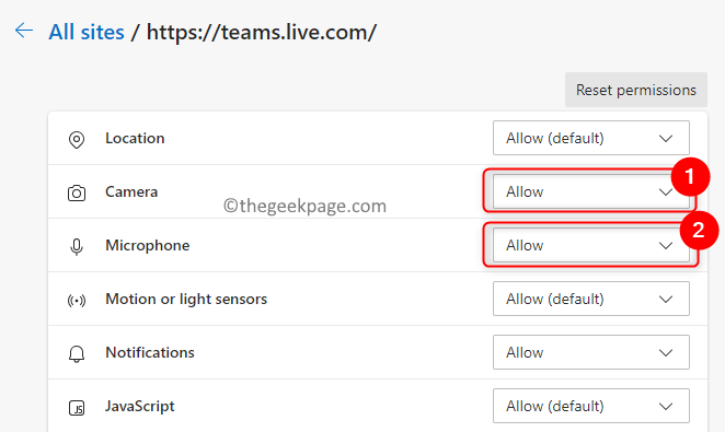 Edge-Kameramikrofon Zugriff auf Teams-Website zulassen Min