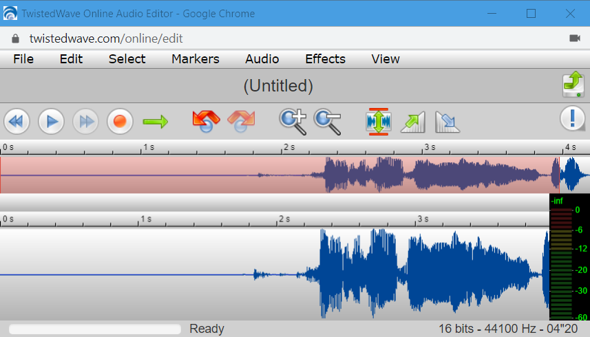 Zvukový editor prohlížeče TwistedWave