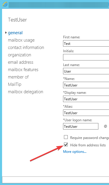 Outlook nazwa nie może być dopasowana do nazwy na liście adresowej Ukryty użytkownik