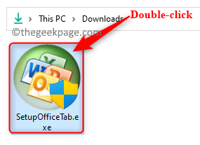Faceți dublu clic pe Configurare filă Office Min