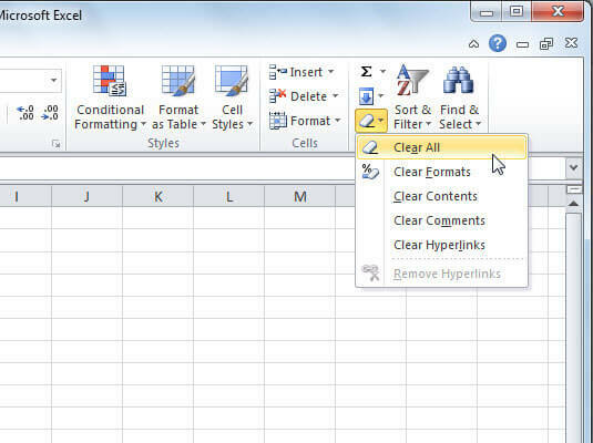 Microsoft Excel kann keine neuen Zellen zum Löschen von Formaten hinzufügen