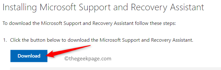 Prenesite Microsoftovega pomočnika za podporo pri obnovi Min
