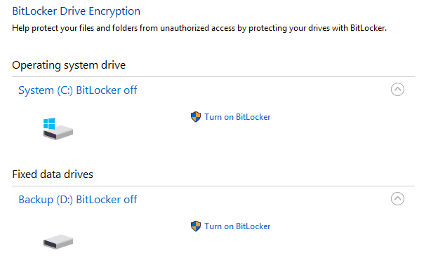 BitLocker Windows 8'i devre dışı bırakın