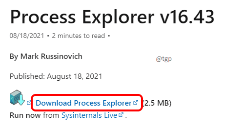 7 Laadige alla Process Explorer optimeeritud