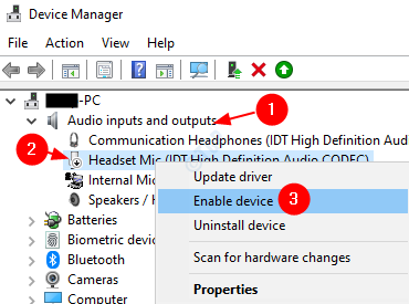 Device Manager Enable Driver