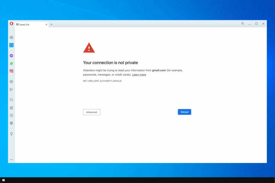 pogreška privatnosti gmaila opera