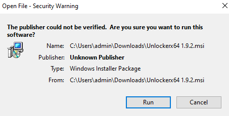 Попередження про безпеку Unlocker