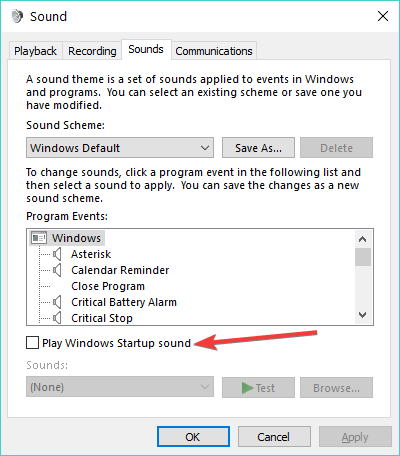 atskaņot Windows startēšanas skaņu