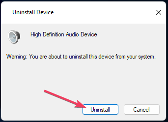 Opsi Uninstall layanan audio windows menabrak windows 11