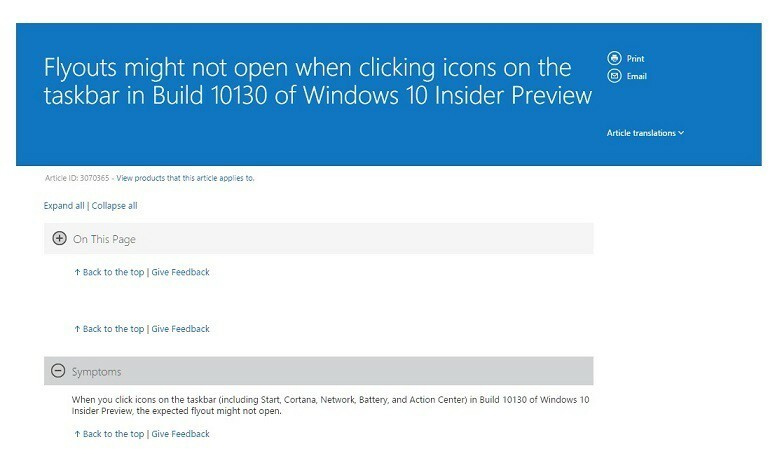 Исправлено: при нажатии значков на панели задач Windows 10 всплывающее окно не открывается.