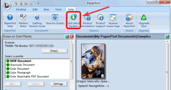Paperport-Software aktualisieren