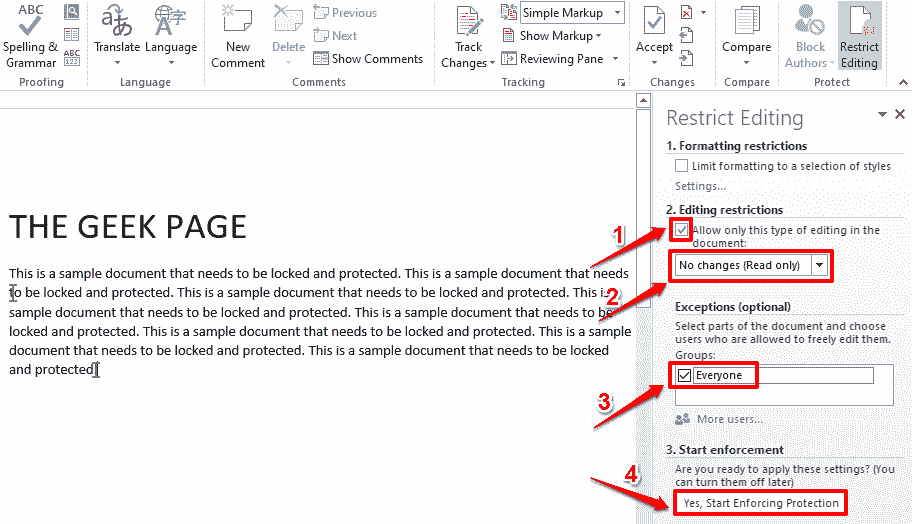 Sådan låser du et Microsoft Word-dokument fra redigering