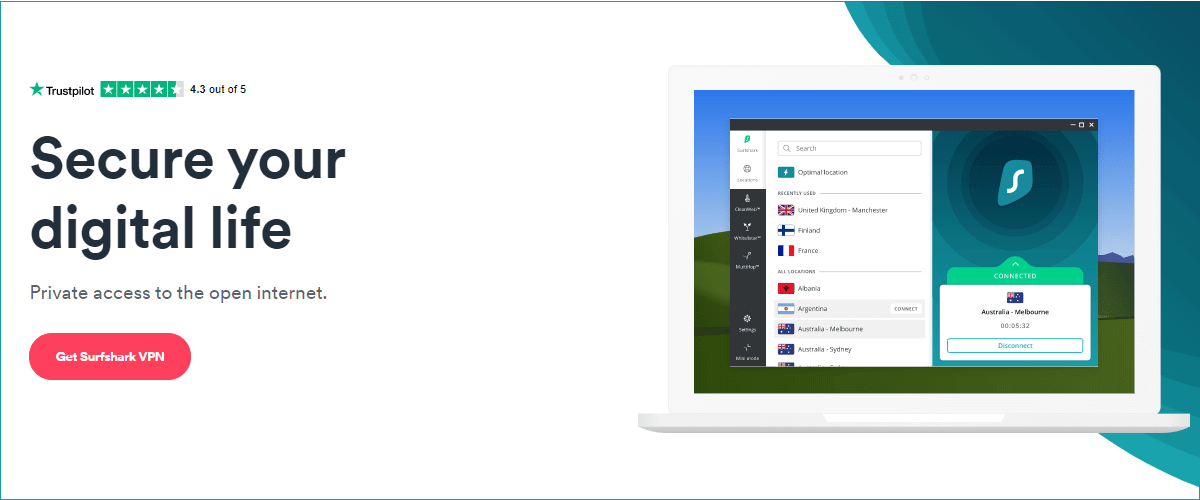 Surfshark es una de las mejores aplicaciones de VPN para Windows 8 y 8.1