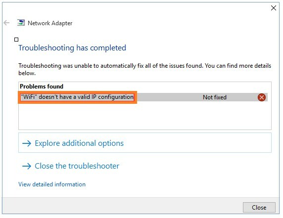 Fix Wi-fi-l pole Windows 10-s kehtivat IP-konfiguratsiooni
