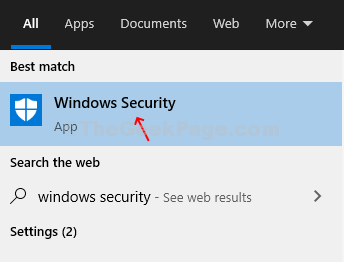 Töölaua Windowsi ikooni otsingukast Windowsi turvalisus Klõpsake nuppu
