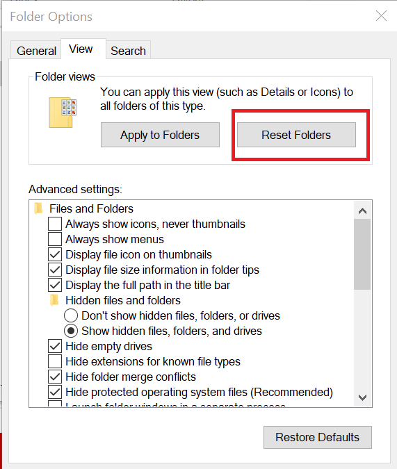 У Windows 10 файли в папці 