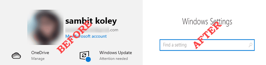 Windows 10 Settings -otsikon poistaminen