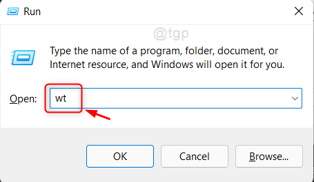 Avage Windowsi terminali rakendus dialoogis Käivita Win11