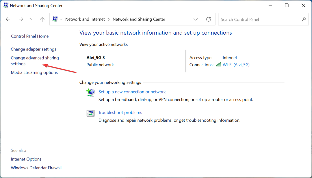 Pakeiskite išplėstinius bendrinimo nustatymus, kad „Windows 11“ tinklo bendrinimas neveikia