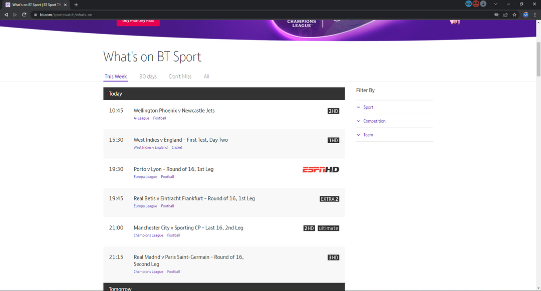 Az UR Browser tökéletes a BT Sport számára.