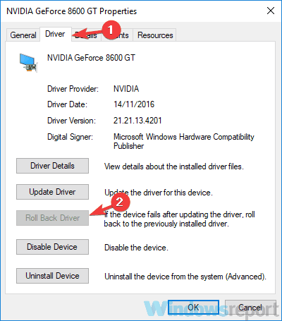 revertir el controlador después de la actualización automática de Windows 10