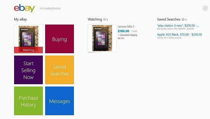 EBay აპლიკაცია Windows 8-ისთვის, 10 იღებს კრიტიკულ შეცდომებს