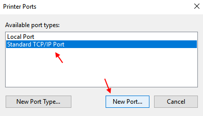 Τυπικός εκτυπωτής θύρας Tcp Ip Windows 10