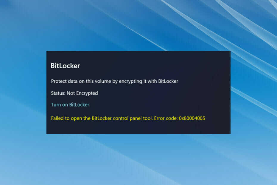 Javítás: Nem sikerült megnyitni a BitLocker vezérlőpult-eszköz hibáját a Windows 11 rendszerben