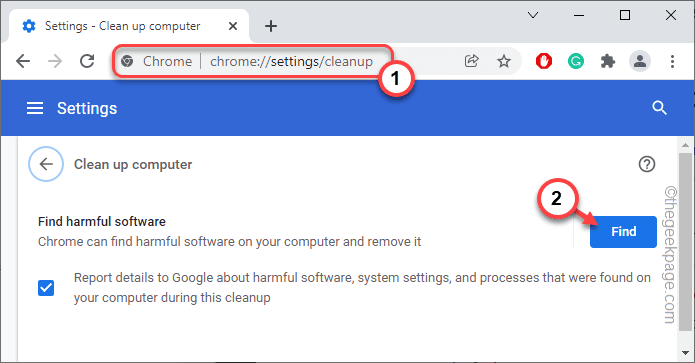 Chrome-ის პარამეტრების სარეზერვო მინ