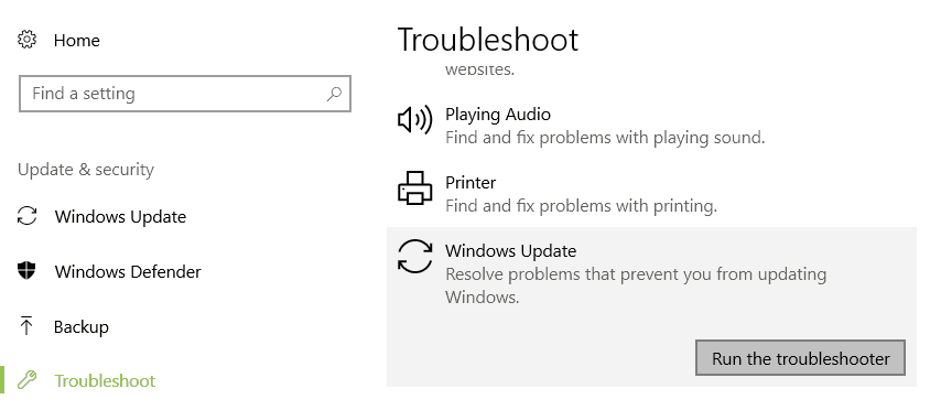 correggere l'aggiornamento di Windows