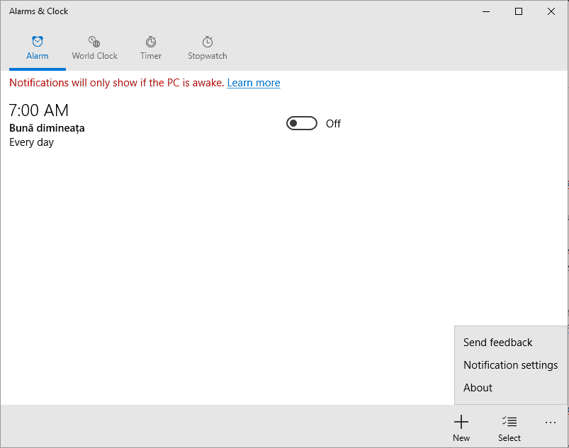 setați alarmele Windows 10 utilizați PC-ul ca ceas cu alarmă